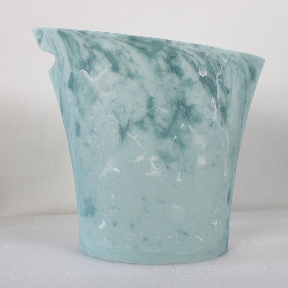 UMBRA PASTEL TURQUOISE MARBLE SKINNY WASTEBASKET - Picture 1 of 11